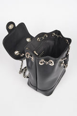 Faux Leather Chain Accent Fashion Backpack