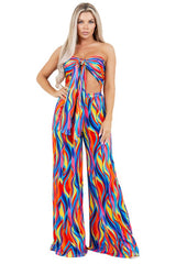 Wrap Style Self Tie Wide Leg Pant Set