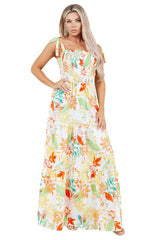 Ruffle Trim Self Tie Sumer Maxi Dress