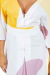 V-Neck 3/4 Sleeve Summer Look Maxi Dress