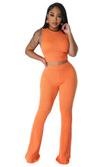 Sleeveless Crop Top & Drawstring Pant Set