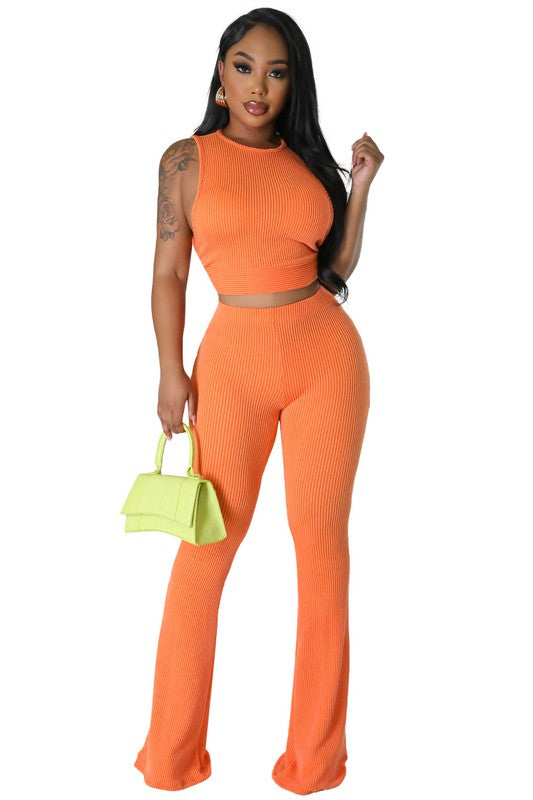 Sleeveless Crop Top & Drawstring Pant Set