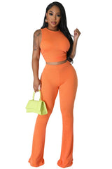 Sleeveless Crop Top & Drawstring Pant Set