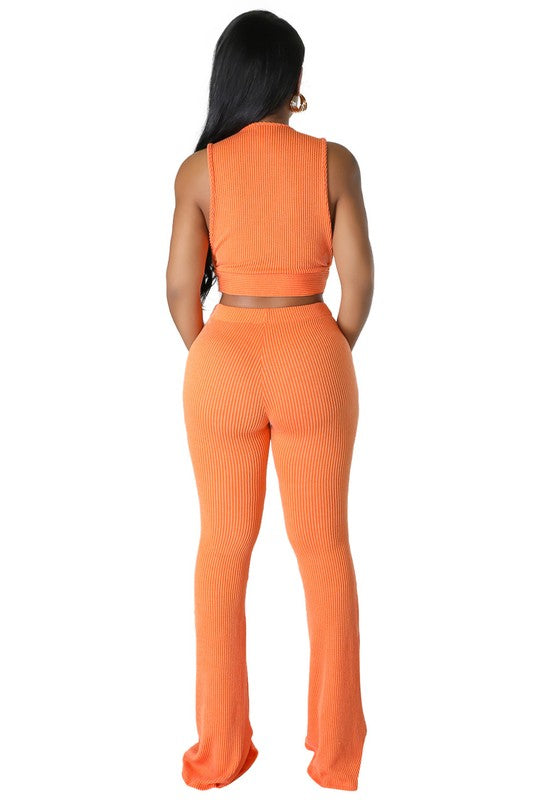 Sleeveless Crop Top & Drawstring Pant Set