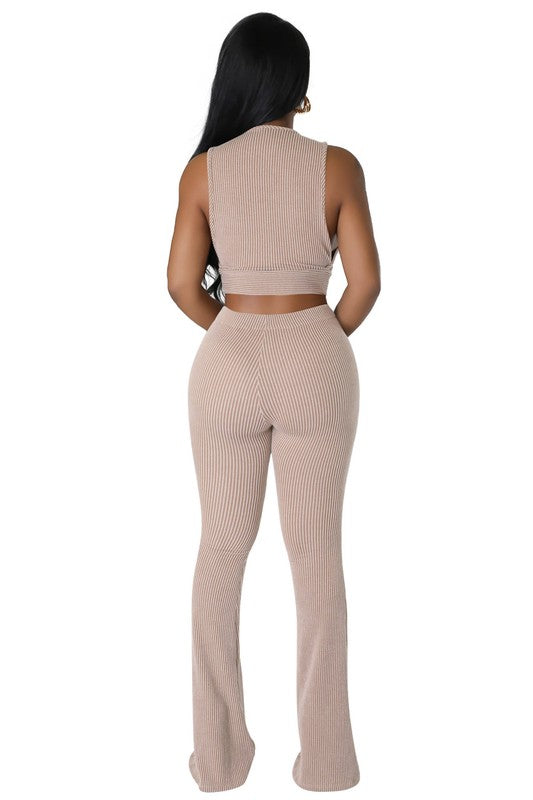 Sleeveless Crop Top & Drawstring Pant Set