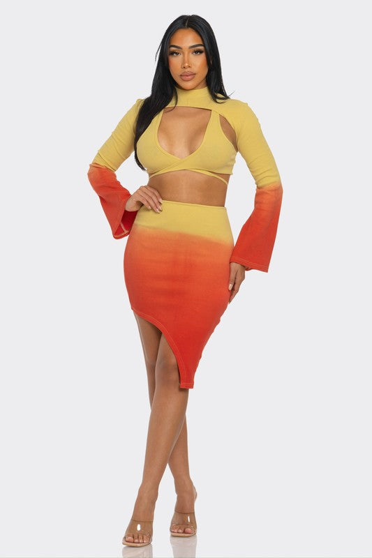 Sunset Aura Three Piece Skirt Set