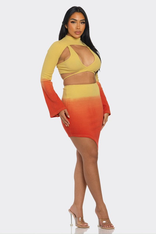 Sunset Aura Three Piece Skirt Set