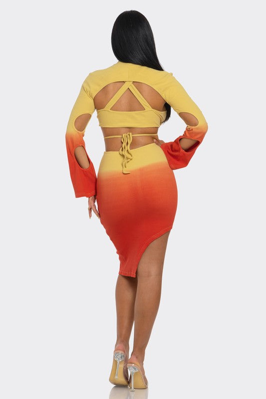 Sunset Aura Three Piece Skirt Set