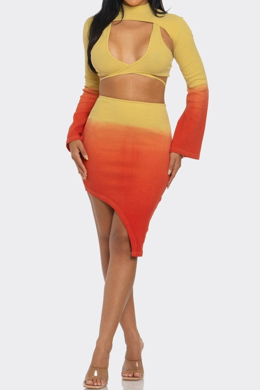 Sunset Aura Three Piece Skirt Set