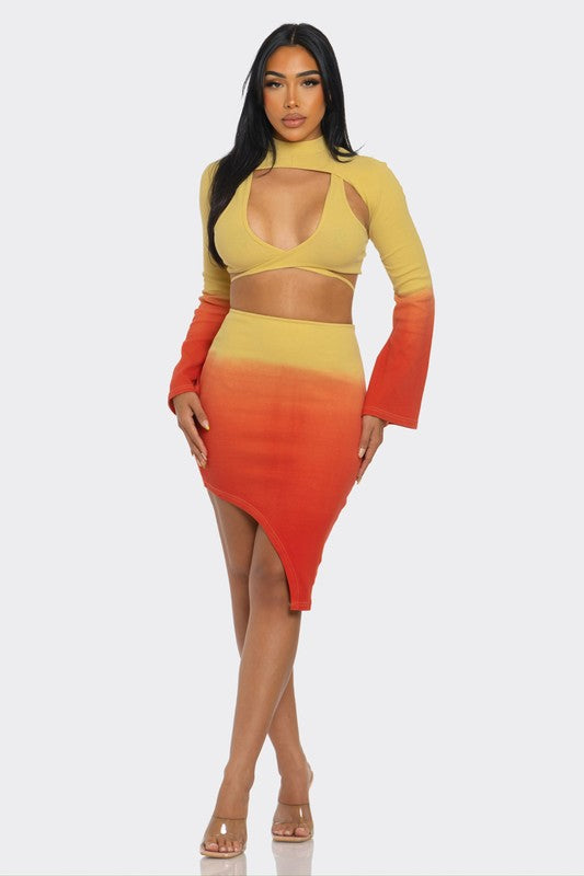 Sunset Aura Three Piece Skirt Set