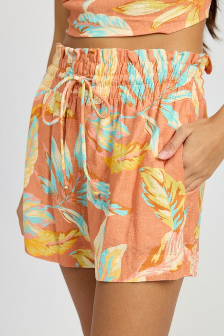 Clay Smocked Waist Floral Shorts