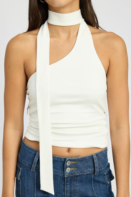 ONE SHOULDER TOP WITH SCARF DETAIL