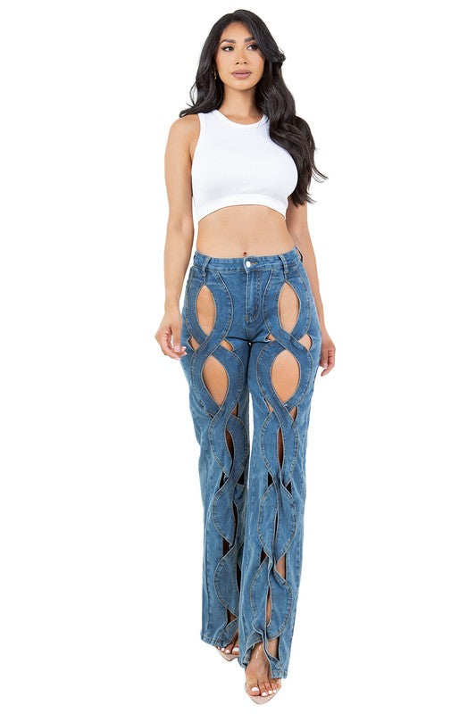 Multi Cut Style Denim Pants