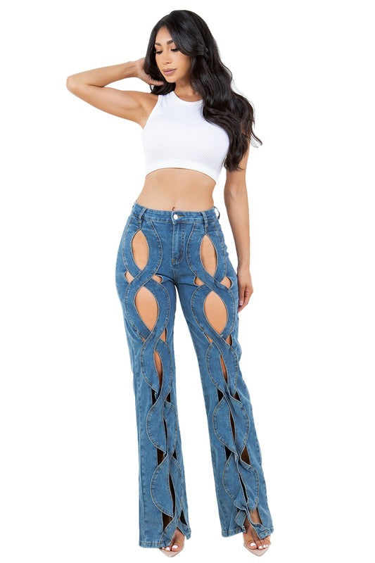 Multi Cut Style Denim Pants