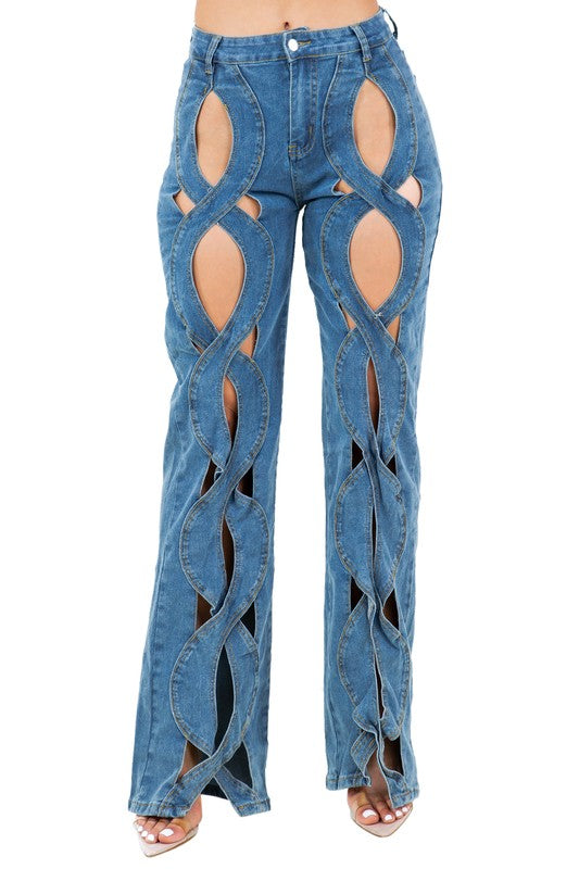 Multi Cut Style Denim Pants