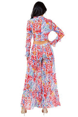 Summer Chiffon Style Crop Top & Palazzo Pant Set