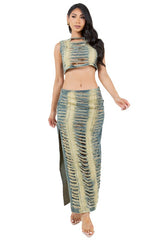 Zipper Up Crop Top & Maxi Skirt Set