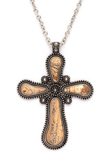 Genuine Stone Cross Pendant Necklace Set