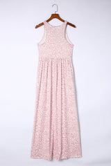 Leopard Dust Baby Pink Sleeveless Maxi Dress