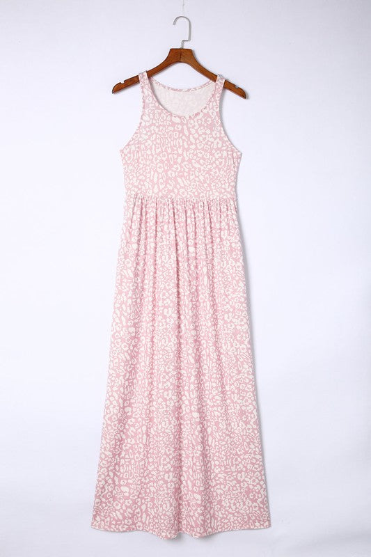 Leopard Dust Baby Pink Sleeveless Maxi Dress