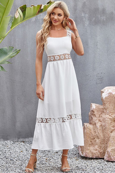 Tory Lace Paneling Casual Midi Dress