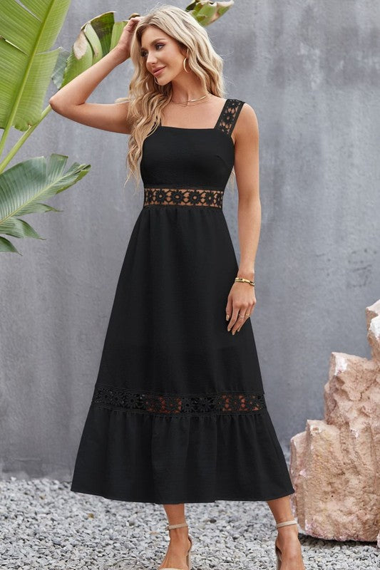 Tory Lace Paneling Casual Midi Dress