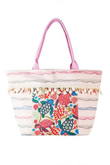 Sea Life Beaded Embroidered Oversize Tote Bag