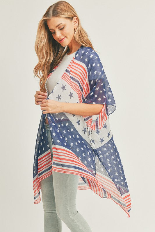 Multi Striped American Flag Kimono