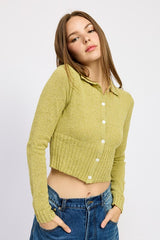 Long Sleeve Button Up Ribbed Top