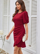 Short Sleeve Bodycon Midi Club Dress