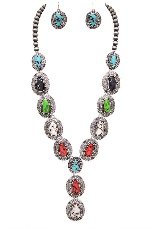 Stone Link Western Statement Necklace Set