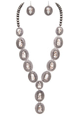 Stone Link Western Statement Necklace Set