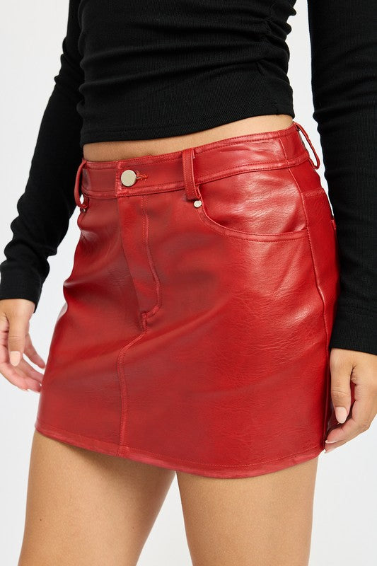 PU Mini Skirt with Pockets