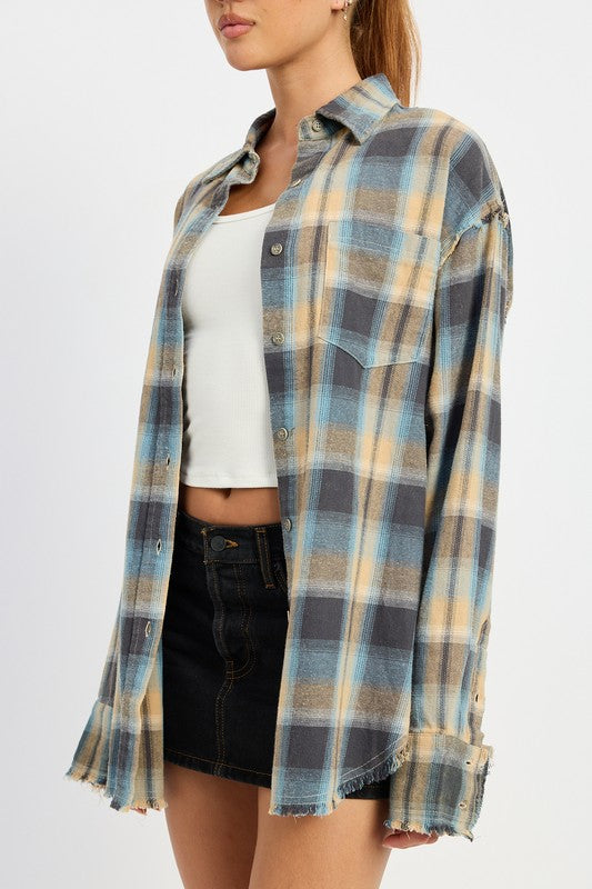 Acid Wash Flannel Shirt