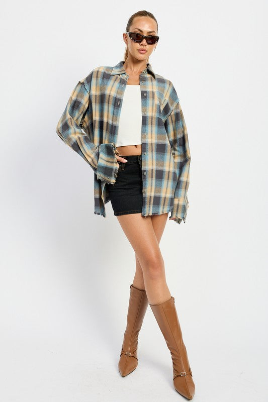 Acid Wash Flannel Shirt