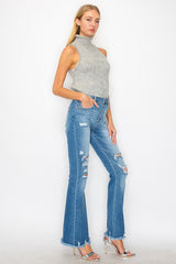 Super Stretch High Rise Denim Flare Jeans