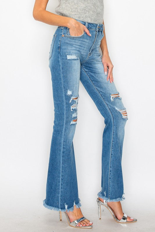 Super Stretch High Rise Denim Flare Jeans