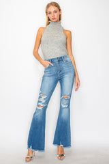 Super Stretch High Rise Denim Flare Jeans