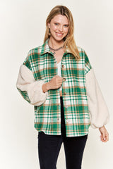 Multi Plaid Fuzzy Sleeve Jacket king-general-store-5710.myshopify.com