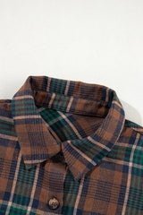 Plaid Print Chest Pockets Buttoned Shacket