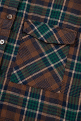 Plaid Print Chest Pockets Buttoned Shacket