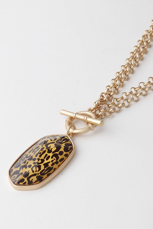 Leopard Printed Pendant Convertible Necklace