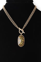 Leopard Printed Pendant Convertible Necklace