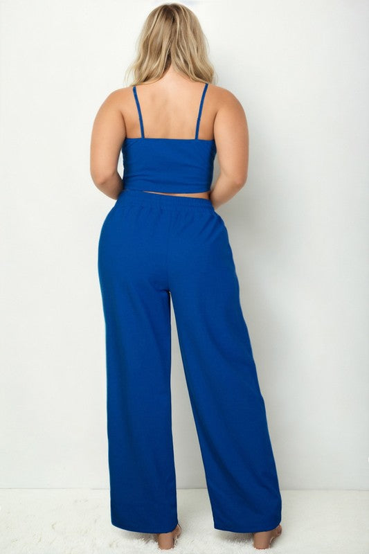 Plus Bustier Crop Cami Top & Pocket Straight Pants