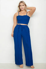 Plus Bustier Crop Cami Top & Pocket Straight Pants