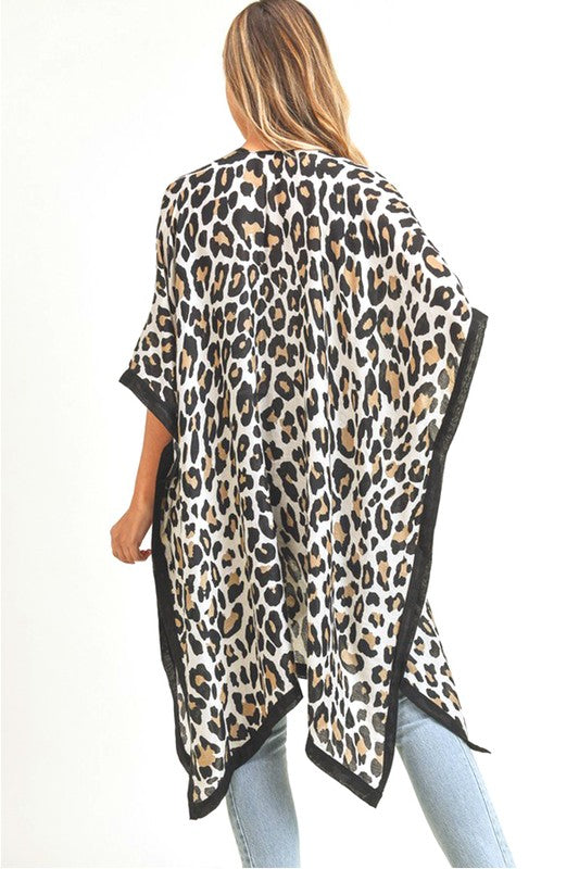 Leopard Animal Print Long Kimono Cardigan