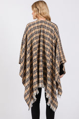 Oversize Plaid Raw Edge Ruana Cardigan