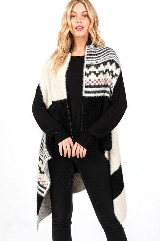 Aztec Pattern Fuzzy Knit Winter Vest