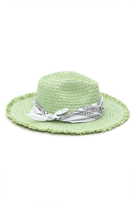 Bandana Mint Color Straw Hat