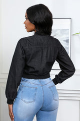 Crop Style Snap Button Denim Jacket